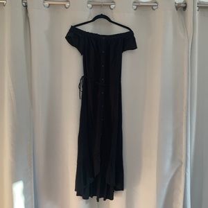 Off the shoulders black high-low dress